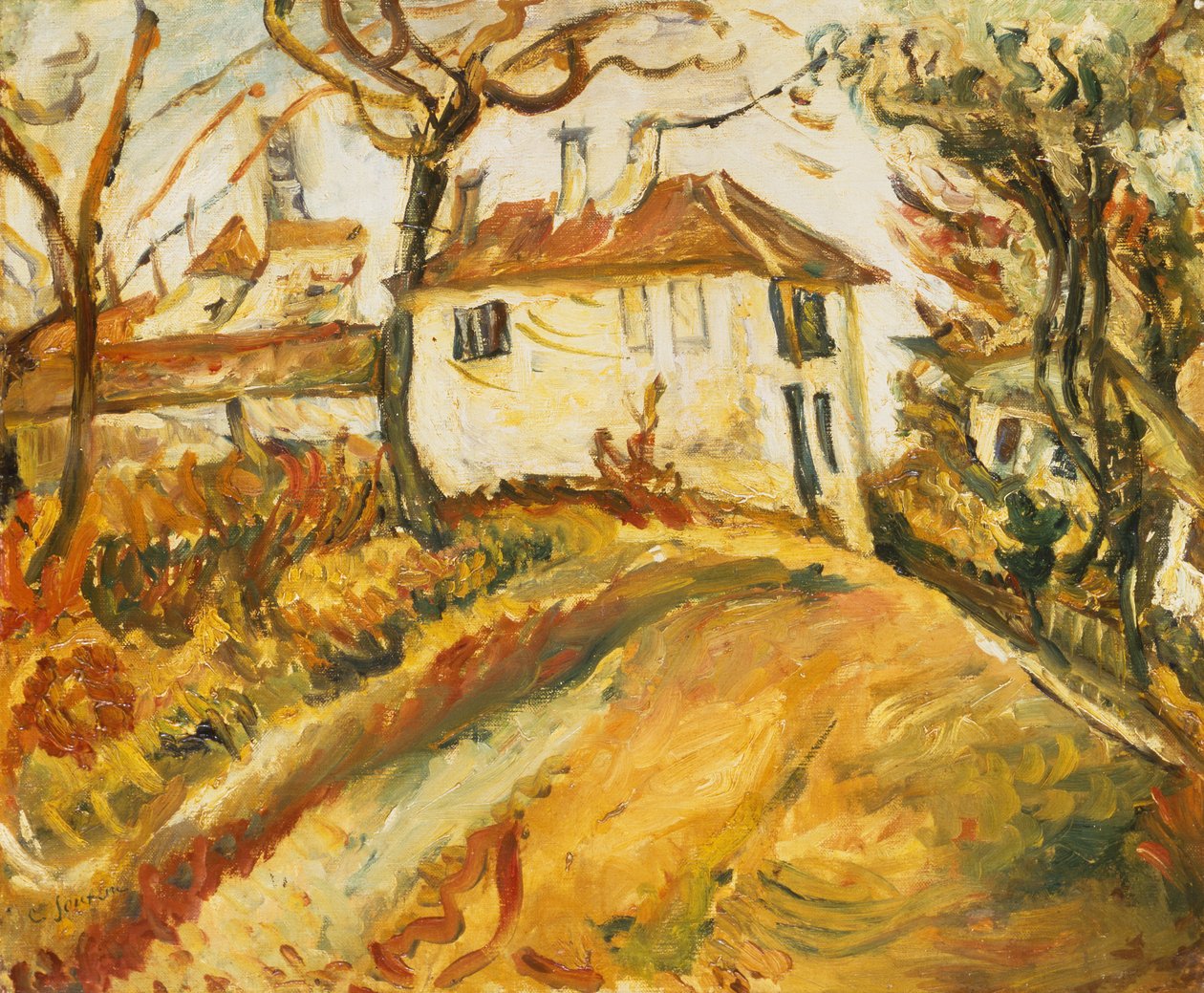 White House on a Hill, ca. 1918 (olie på lærred) af Chaim Soutine