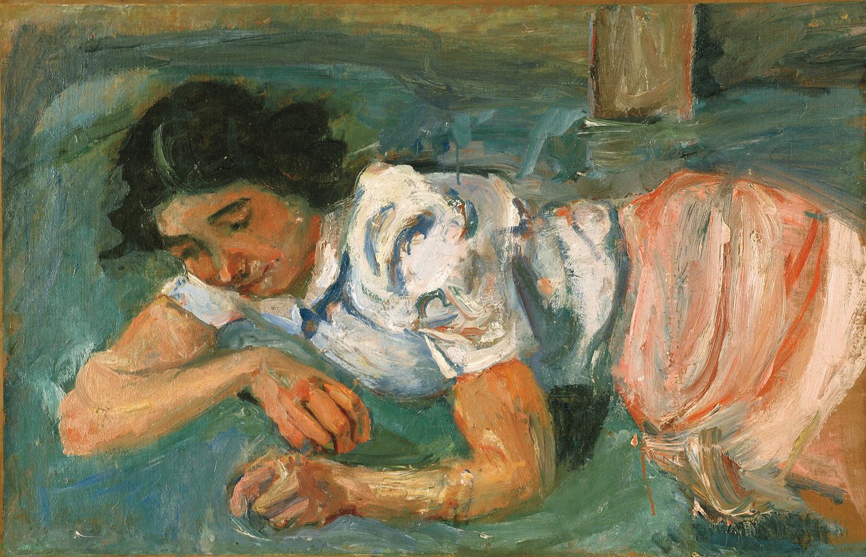 Ung kvinde liggende på græsset af Chaim Soutine