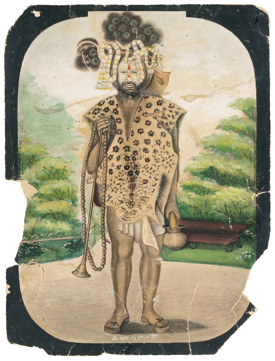 A Wandering Sadhu, ca. 1900 (ugennemsigtigt wc på papir) af Chajju Lal