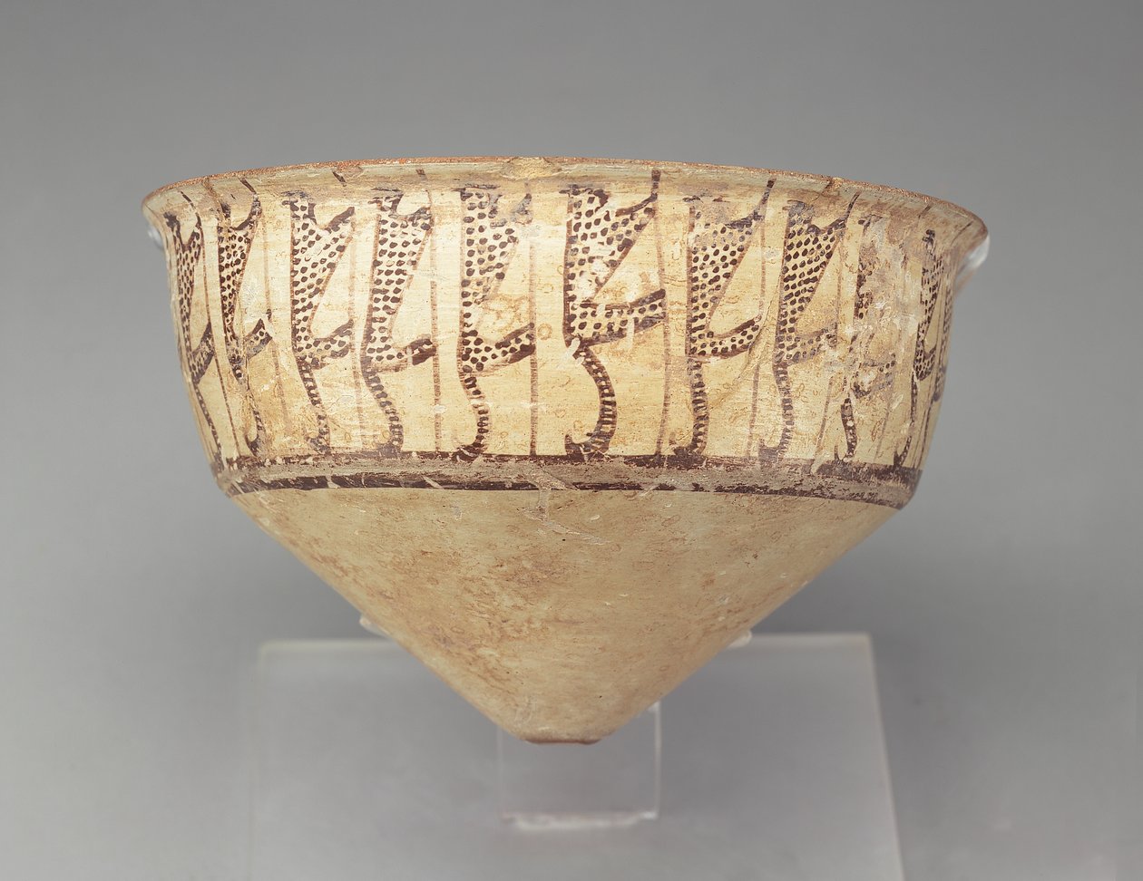 Konisk skål med leoparddesign, 3500-3000 f.Kr. (buff lertøj) af Chalcolithic