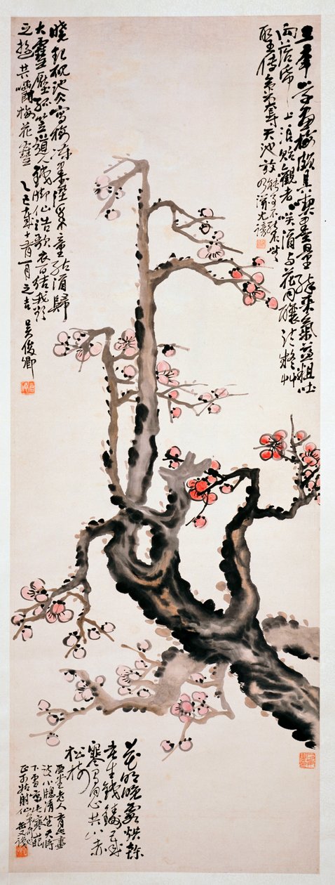 Røde blommeblomster, 1905 af Changshuo Wu
