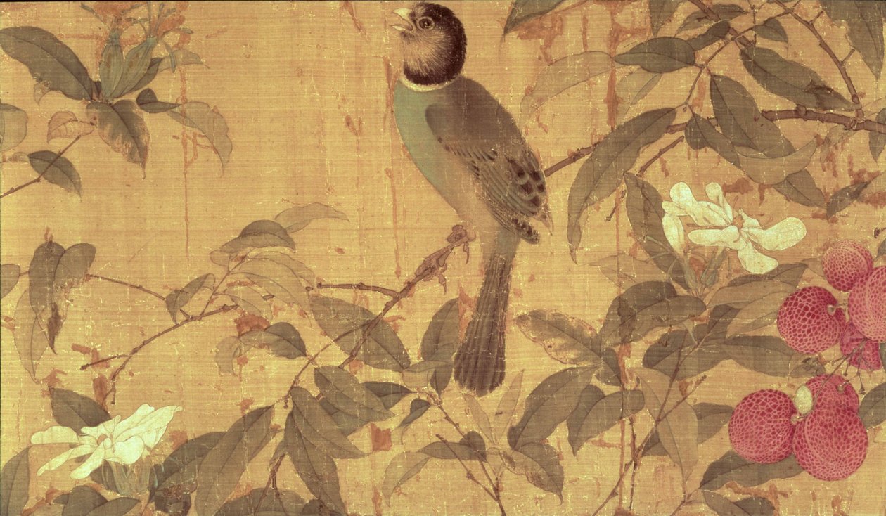 Tilføj 32 OA fugle og blomster, detaljer fra en vandret rulle (blæk og farver på silke) af Chao Chi