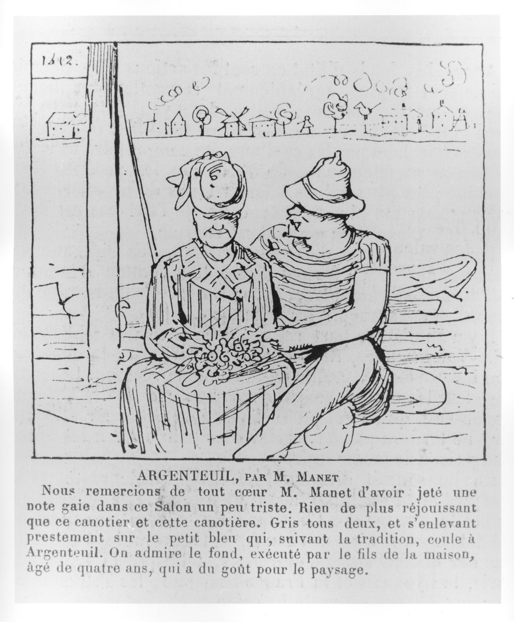 Argenteuil af Monsieur Manet, karikatur fra "La Revue Comique du Salon de 1875". af Charles Albert d Arnoux Bertall