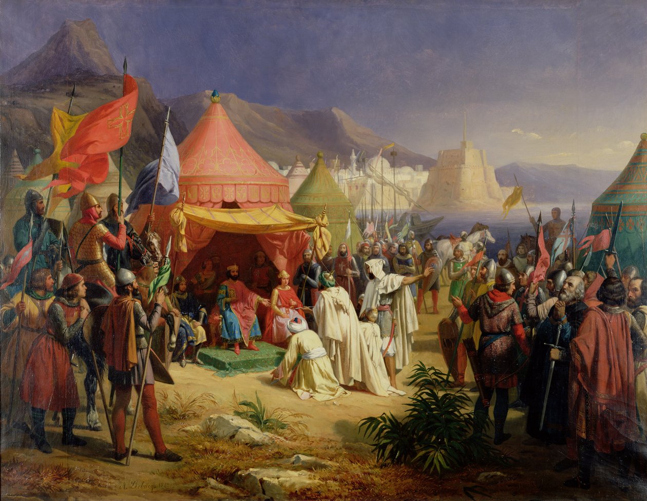 Indtagelsen af Tripoli, april 1102, 1842 af Charles Alexandre Debacq