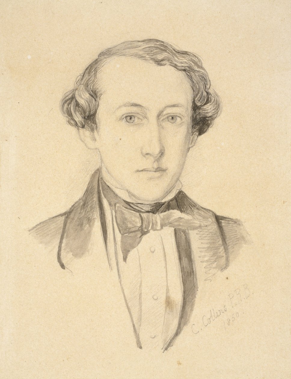 Portræt af Sir John Everett Millais, 1850 (grafit med akvarel på misfarvet cremepapir) af Charles Collins