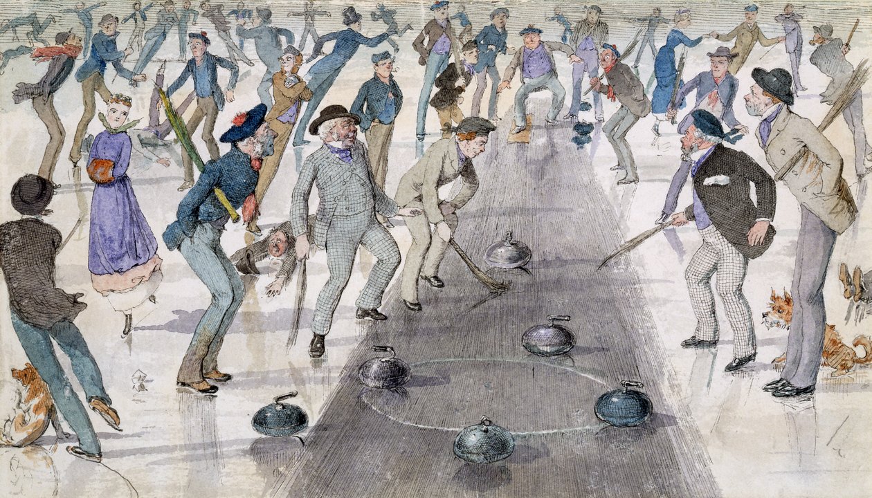 Curling Match på Duddingston Loch (wc og blæk) af Charles Altamont Doyle
