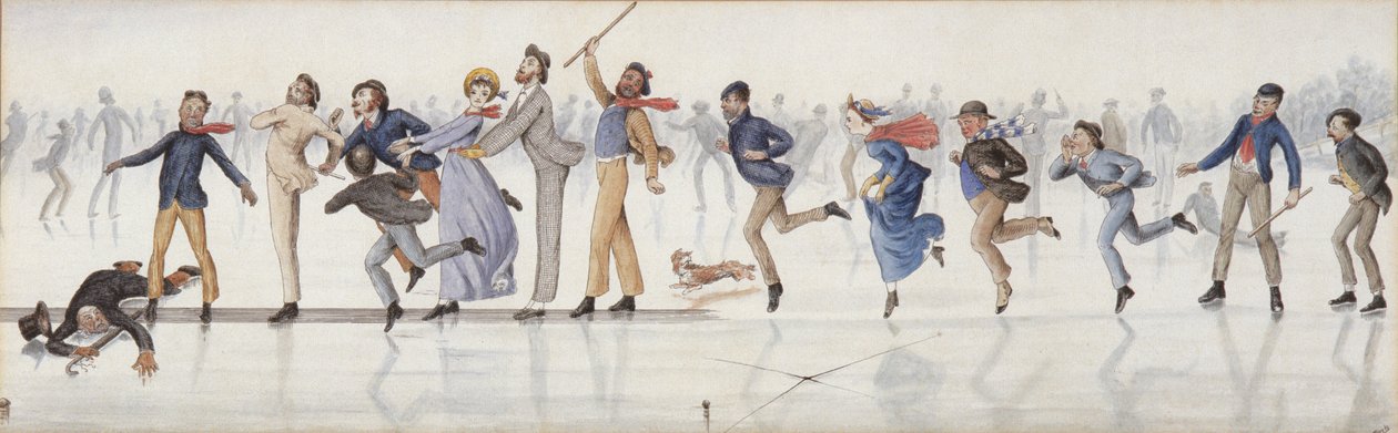 Vinter sjov! En rutschebane på Duddington Loch nær Edinburgh (wc på papir) af Charles Altamont Doyle
