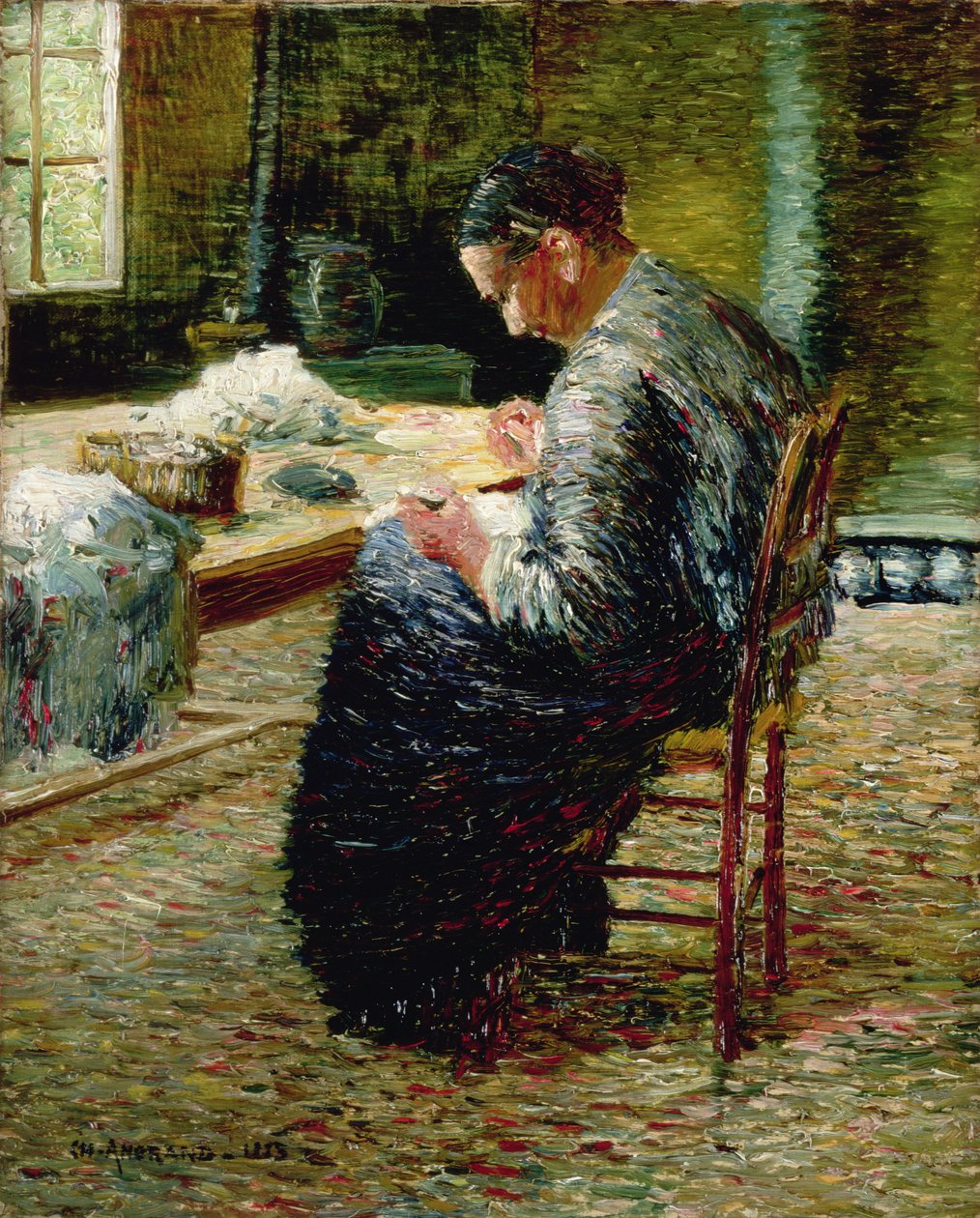 Portræt af Kunstnerens Moder Syning, 1885 af Charles Angrand