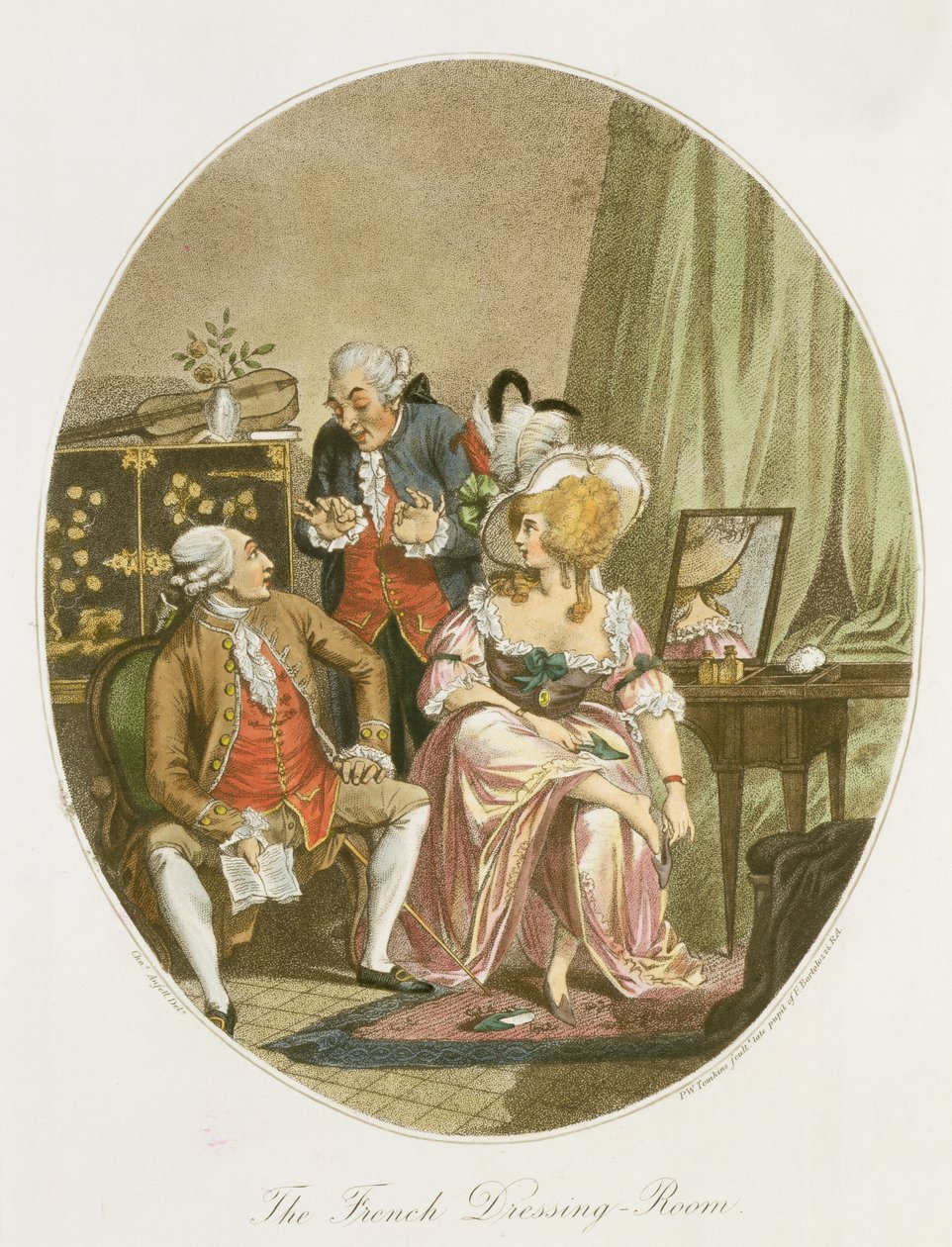 Det franske omklædningsrum, graveret af P.W. Tomkins (1760-1840) (akvatint) (se også 64848, 64849 og 64850) af Charles Ansell