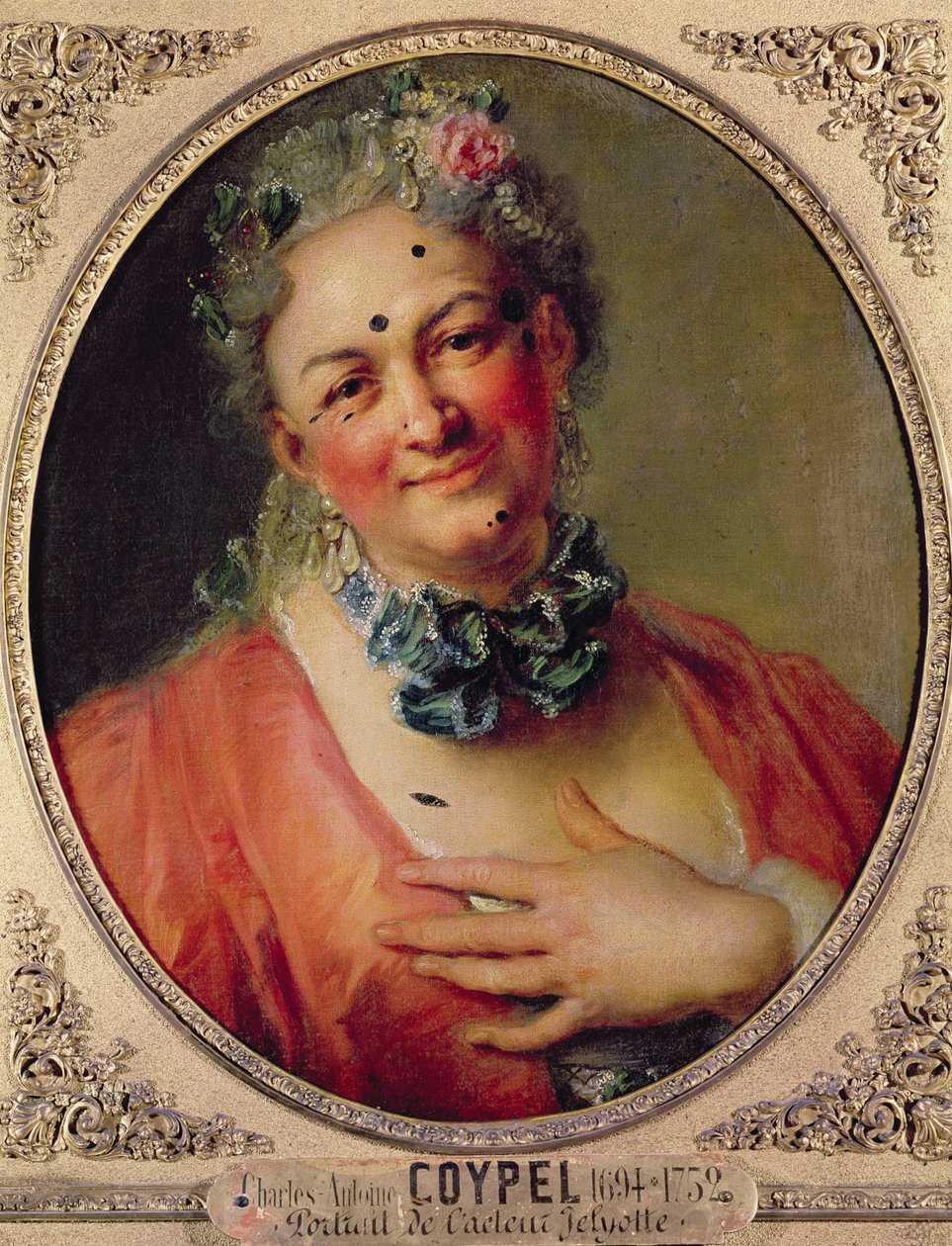 Portræt af sangeren Pierre de Jelyotte (1713-97) i kvindedragt, ca. 1745 af Charles Antoine Coypel