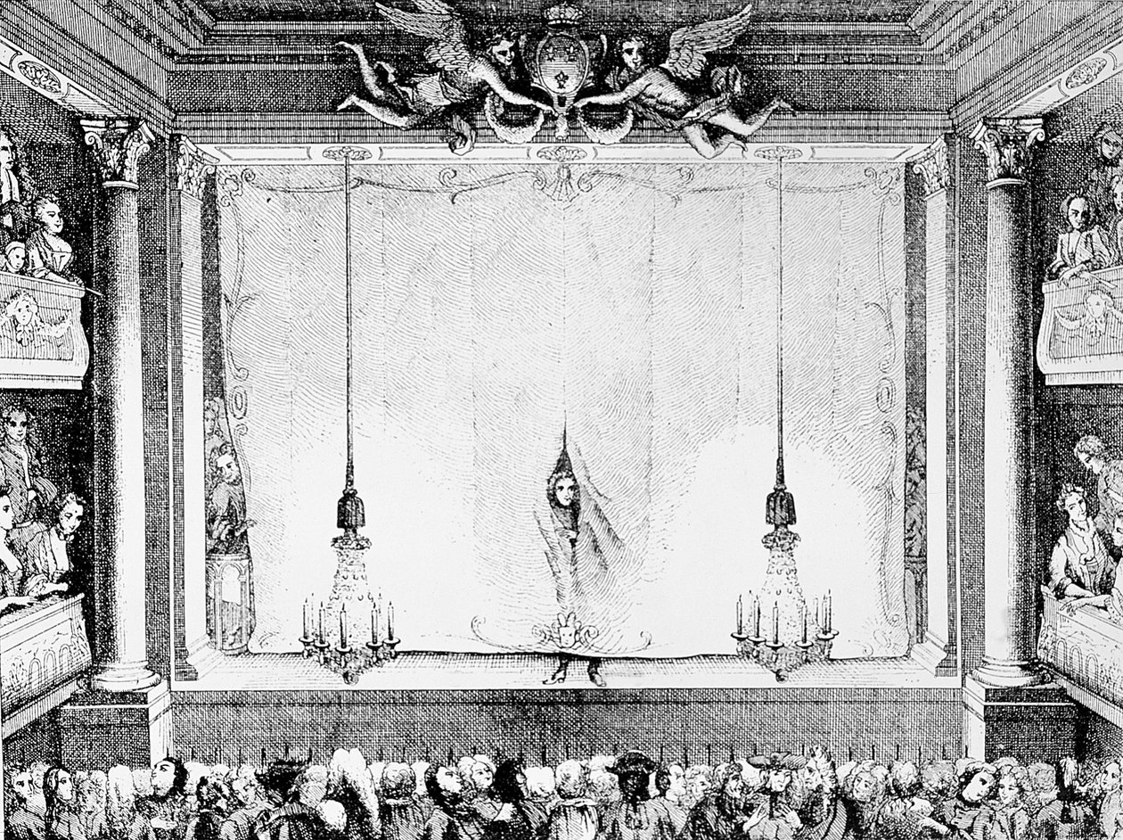 Comedie Francaise under Molières tid (1622-73) i Palais Royal Auditorium af Charles Antoine Coypel
