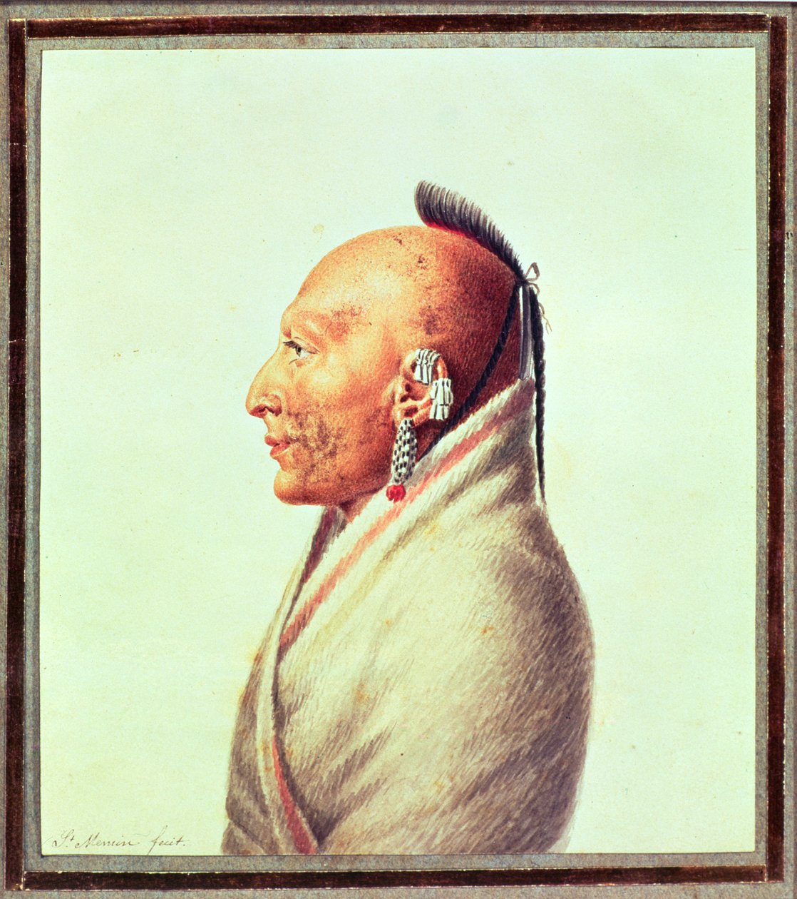 Indianerhøvding for de små Osages, ca. 1807 af Charles Balthazar Julien Févret de Saint Mémin