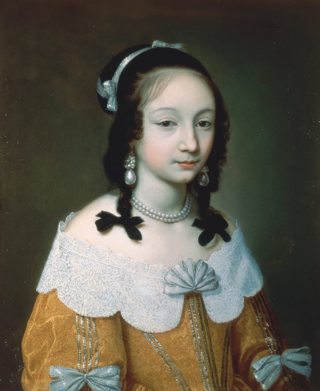 Portræt af en dame iført en gul silkekjole, 1646 af Charles Beaubrun