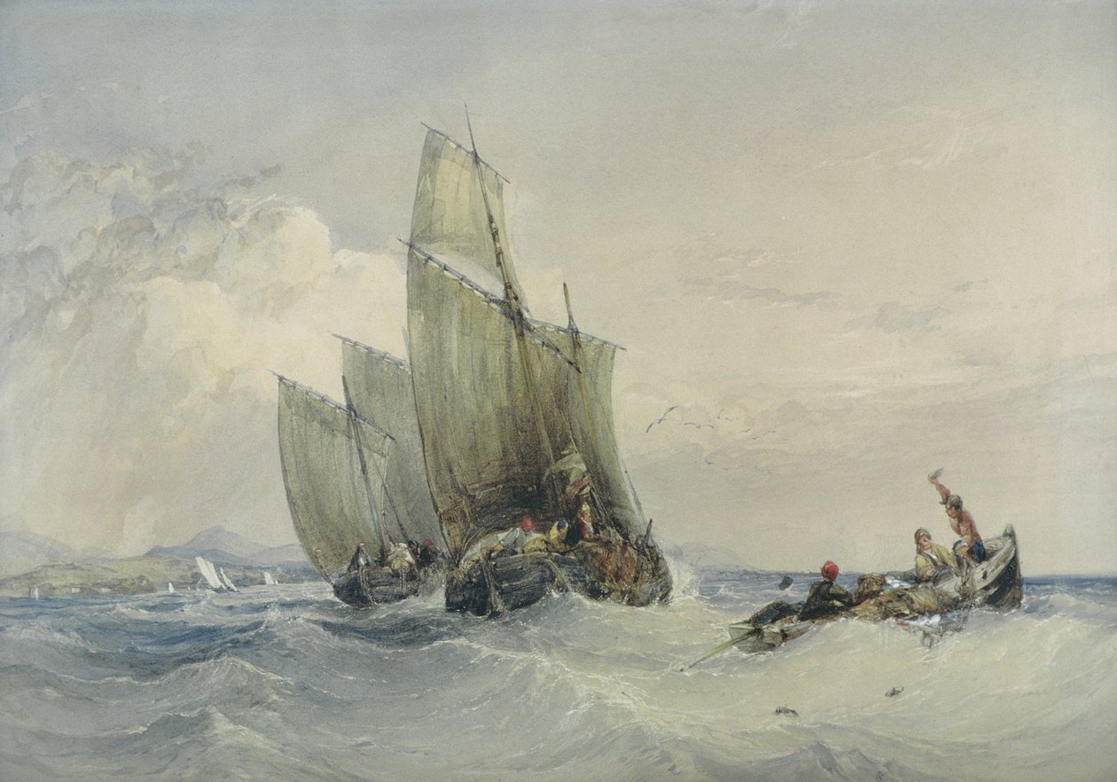 Fiskerbåde, 1800-tallet af Charles Bentley