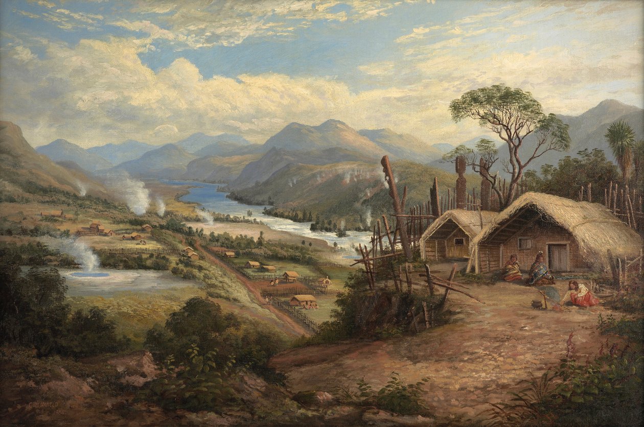 Orakei Korako på Waikato af Charles Blomfield