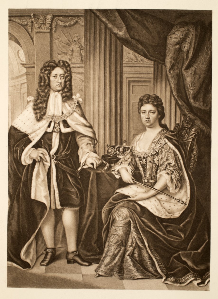 Dronning Anne og Prins George af Danmark, pub. 1902 (collotype) af Charles Boit