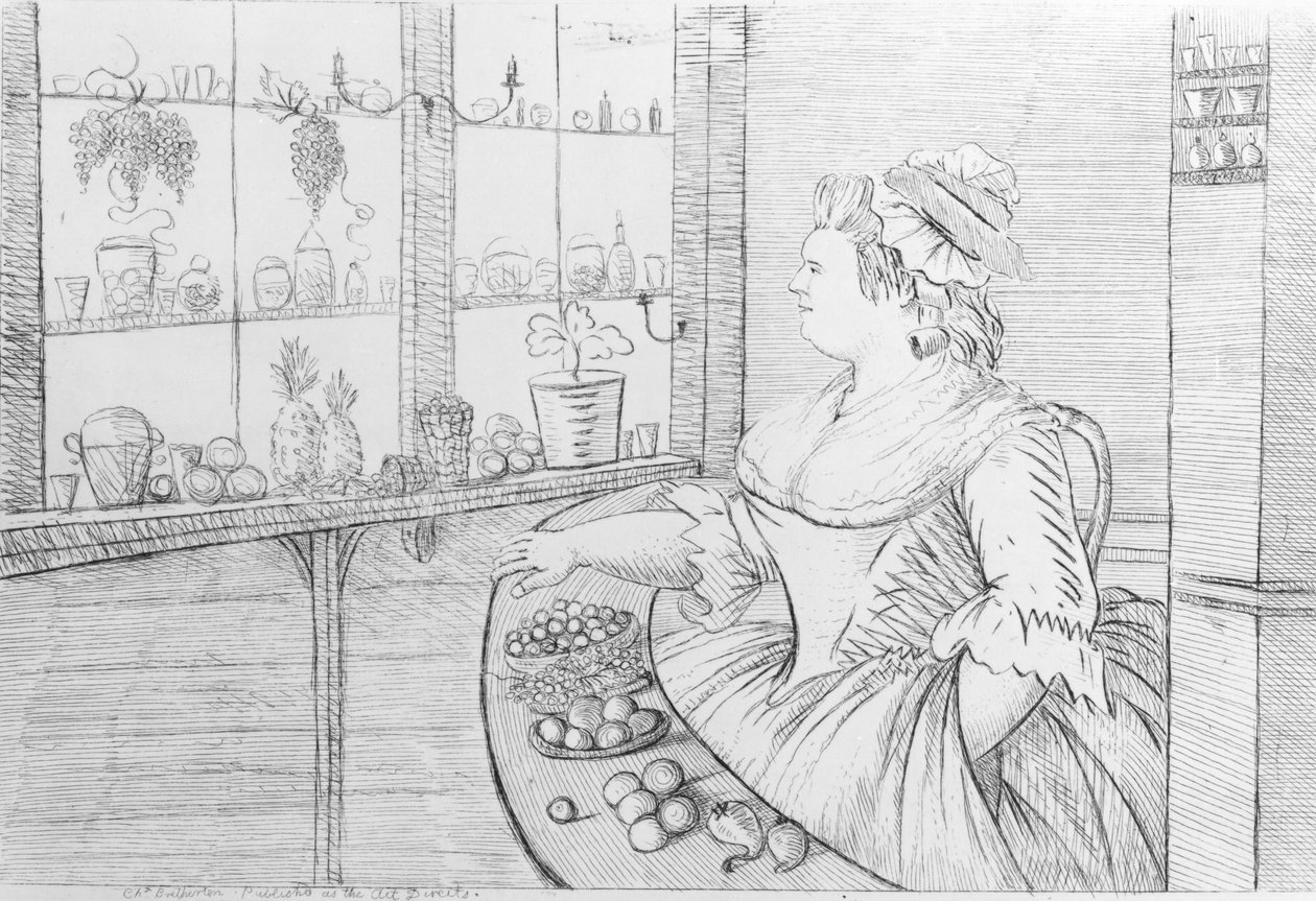 Fru Weltje i hendes butik i Pall Mall, 1783 af Charles Bretherton