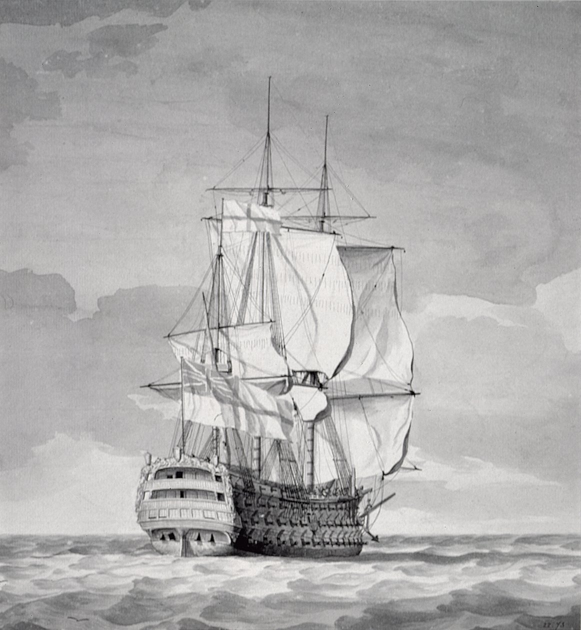 Engelsk linie-of-battle skib, 1700-tallet af Charles Brooking