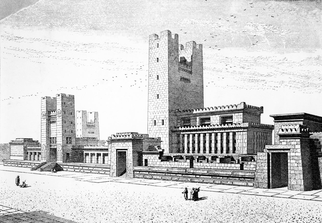 Rekonstruktion af Salomons tempel i Jerusalem, 1887 af Charles Chipiez