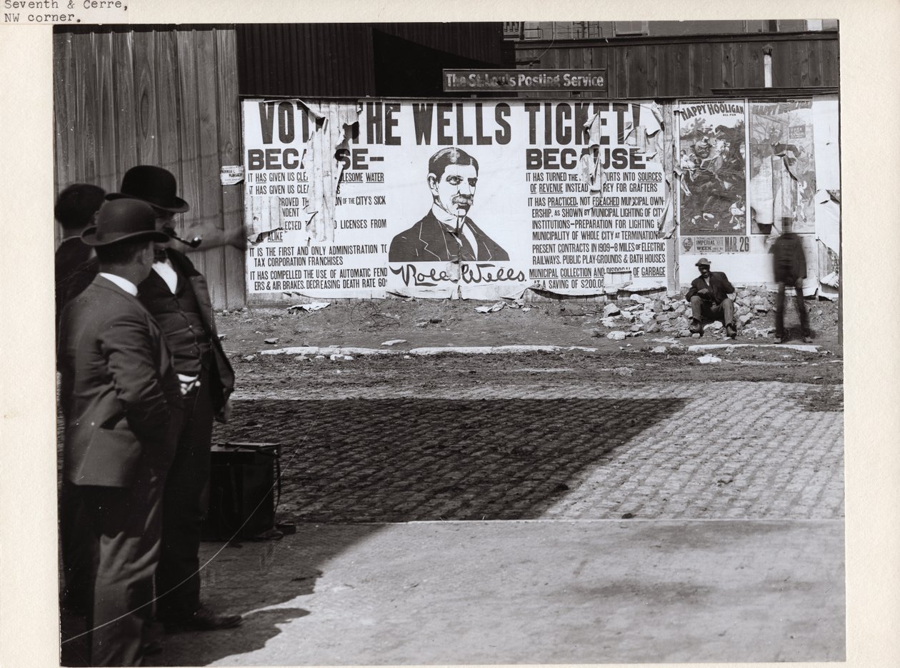 Billboard -reklame Rolla Wells -kampagne for borgmester af Charles Clement Holt