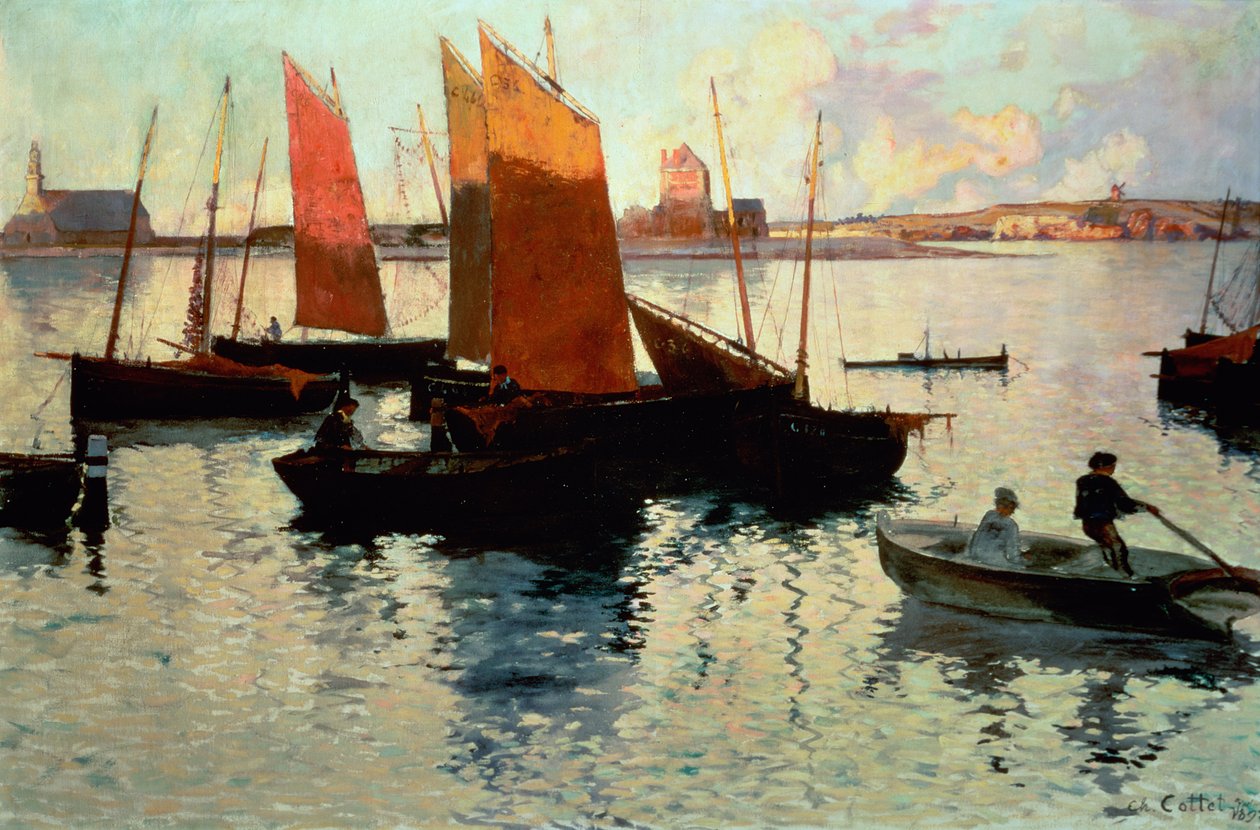Aftenlys ved havnen i Camaret, 1892 af Charles Cottet