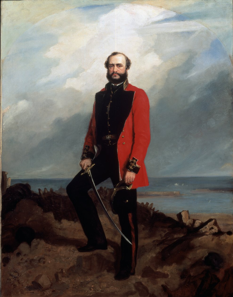 Generalmajor Charles Ashe Windham (1810-70) fra Coldstream Guards, stående foran Redan, Sebastopol, 1855 af Charles Couzens