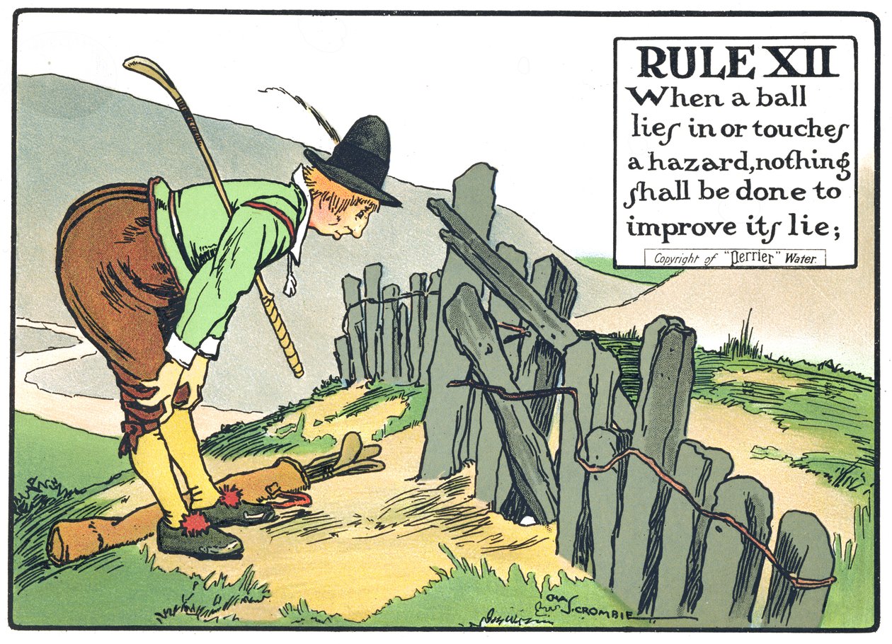 Regel XII: Når en bold ligger i eller rører en hazard, skal der ikke ...