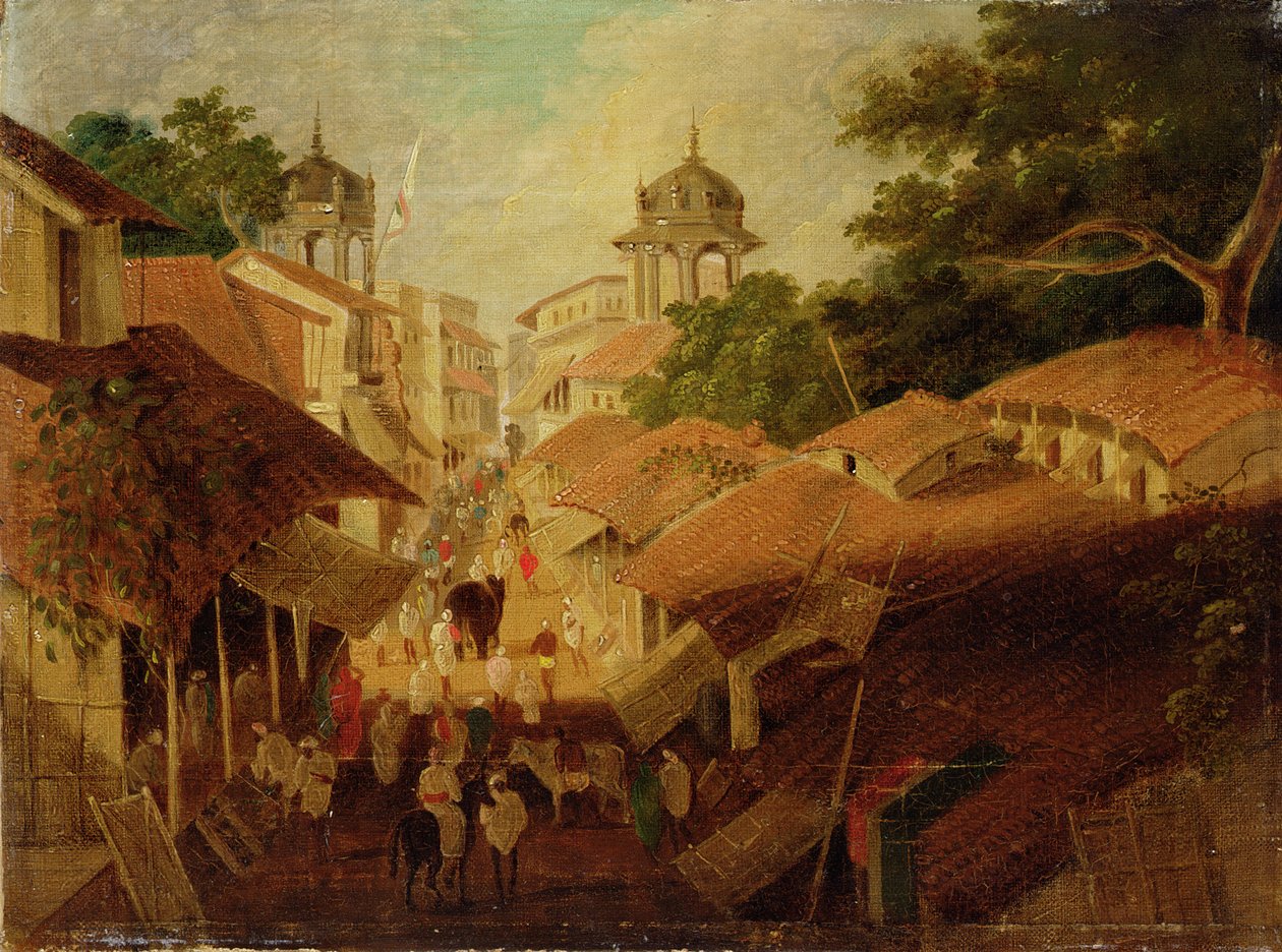 Gade i Patna, ca. 1825 af Charles d Oyly