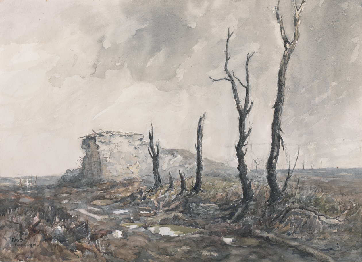 Gibraltar, stærk punkt, Pozieres, 1918 (wc og trækul på papir) af Charles David Jones Bryant