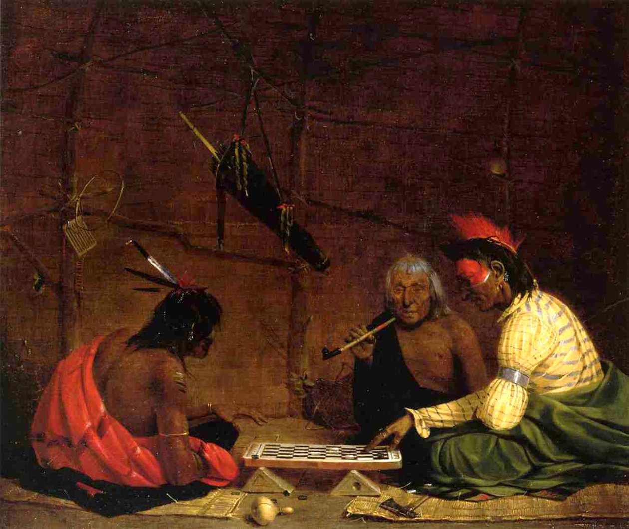 Winnebago-indianere, der spiller Dam, 1842 af Charles Deas