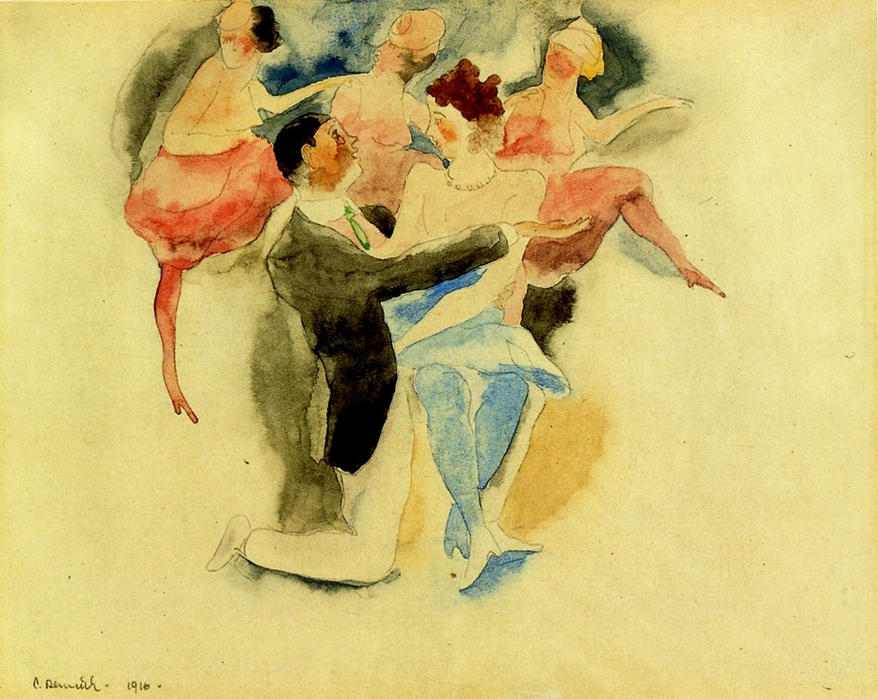 Vaudeville, 1916 (wc og blyant på papir) af Charles Demuth