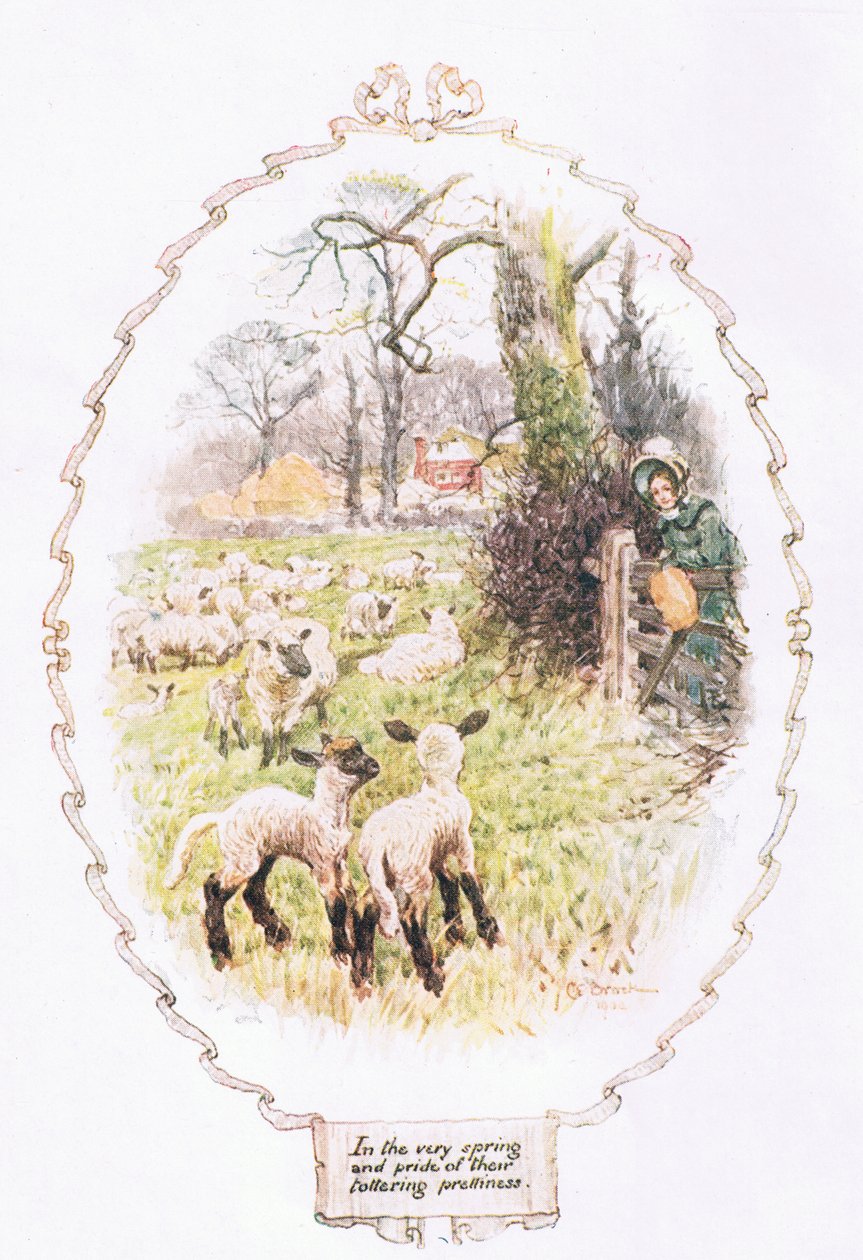 "I selve foråret og stoltheden af deres vaklende ynde", fra "Our Village" af Mary Russell Mitford af Charles Edmund Brock