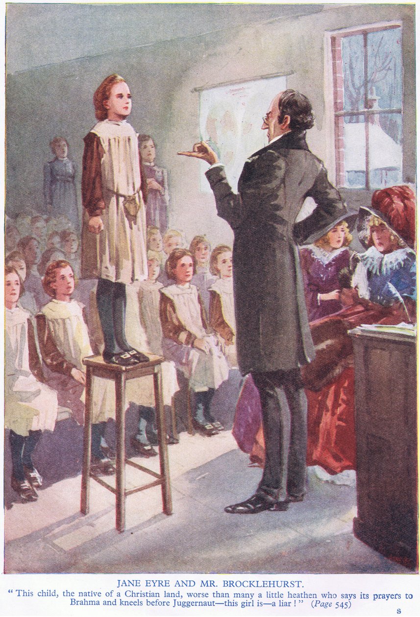 Jane Eyre og hr. Brocklehurst (farve) af Charles Edmund Brock
