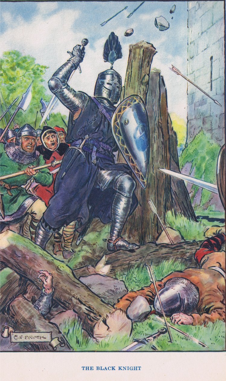 The Besieged Castle - The Black Knight, illustration fra 