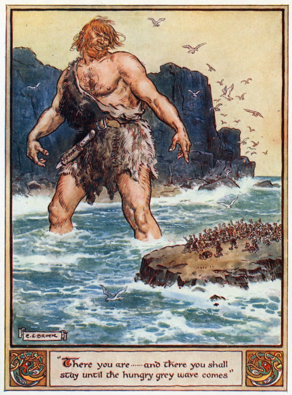"Der er du... og der skal du blive, indtil den sultne grå bølge kommer", illustration fra "The Heroes of Asgard, Tales from Scandinavian Mythology", af A und E Keary, 1930 af Charles Edmund Brock