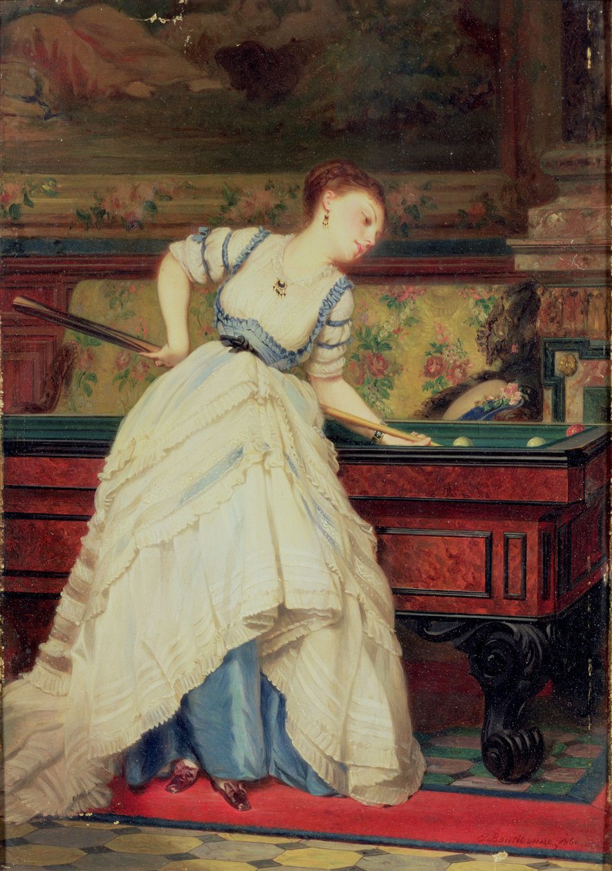 Billardspil, 19. århundrede af Charles Edouard Boutibonne