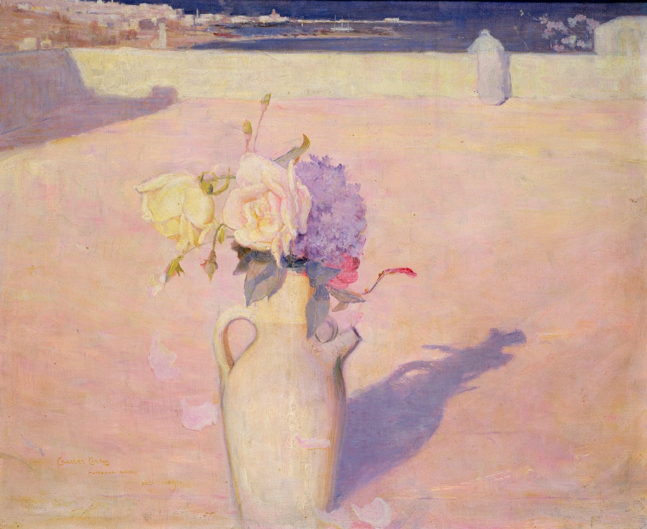 Blomster i en vase på baggrund af Mustapha, Algier, 1891 af Charles Edward Conder