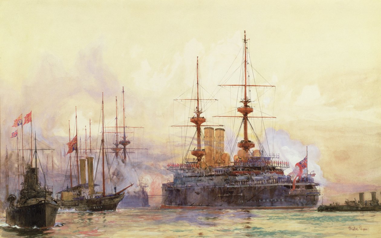 Prins George ved Spithead. The Naval Requiem of Queen Victoria af Charles Edward Dixon