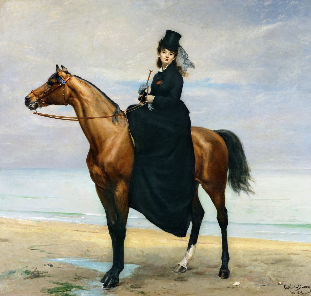 Ridesportræt af Mademoiselle Croizette, 1873 af Charles Emile Auguste Carolus Duran