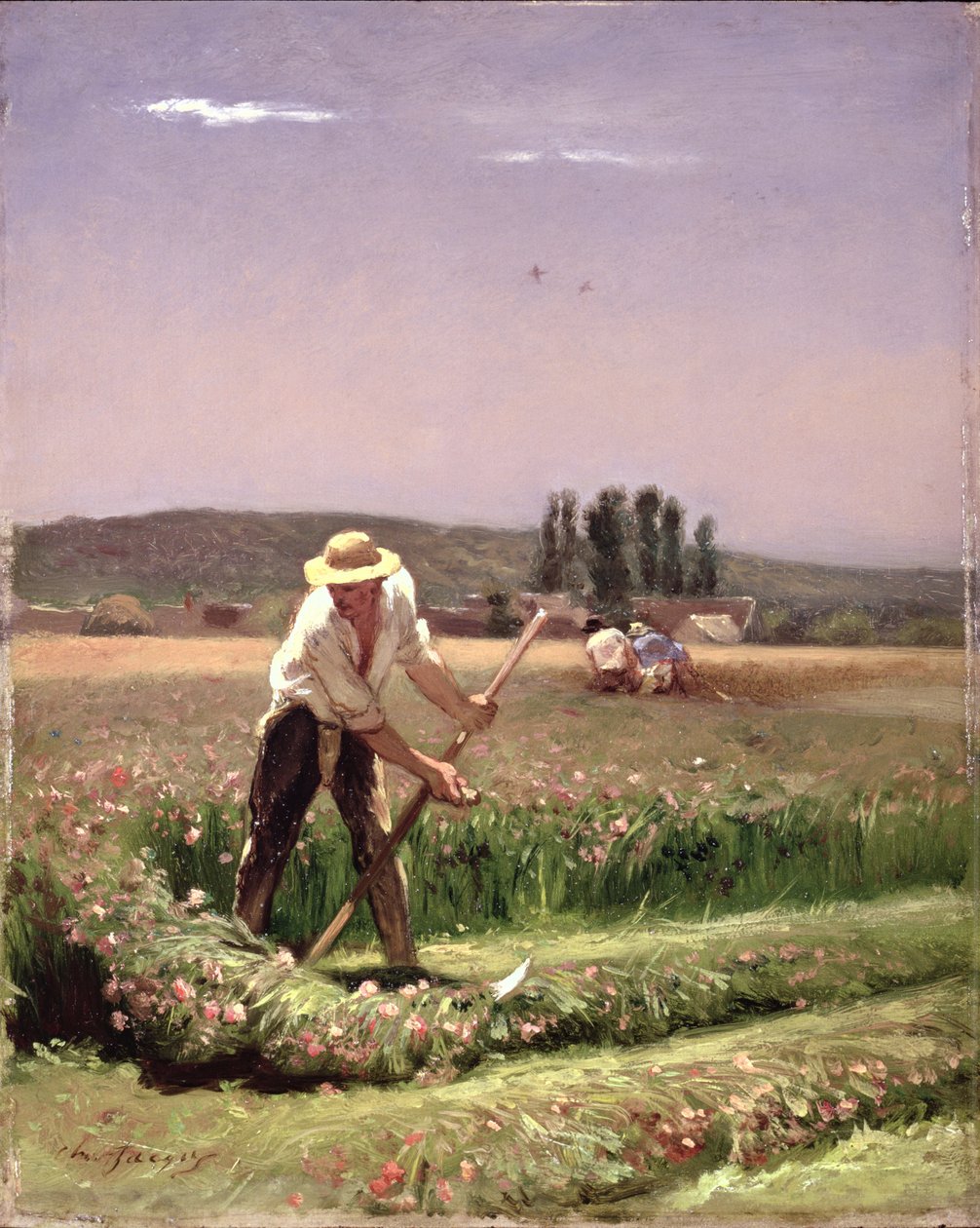 En bonde, der klipper af Charles Emile Jacque