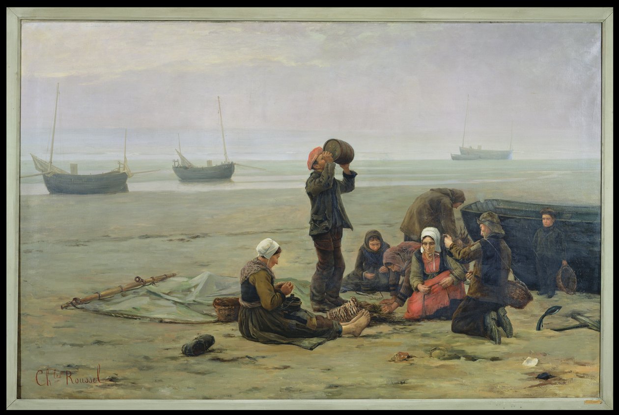 Venter på fisken, Berck-sur-Mer af Charles Emmanuel Joseph Roussel