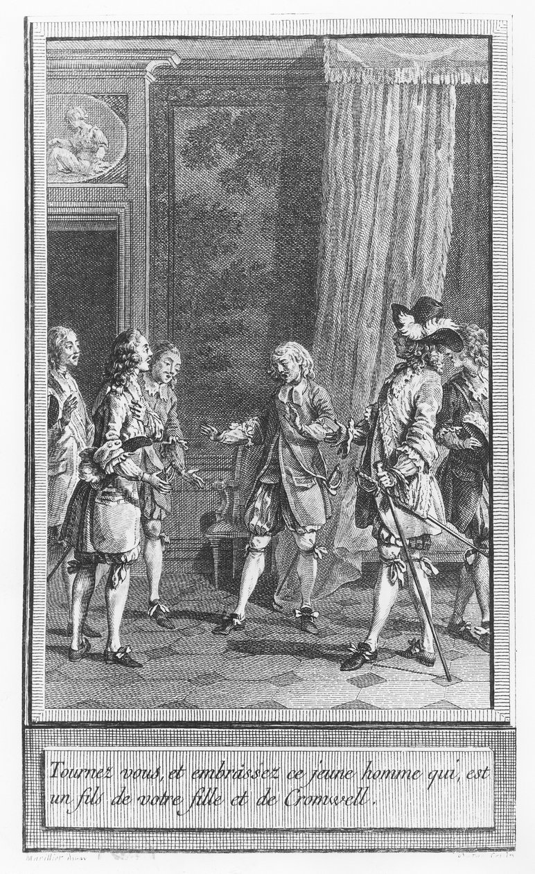 Illustration fra "The Life and Adventures of Mr. Cleveland, Natural Son of Oliver Cromwell" af Abbé Prévost af Charles Emmanuel Patas