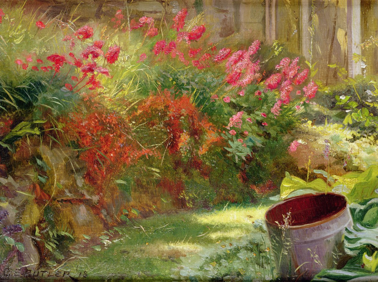 En solbeskinnet have, 1918 af Charles Ernest Butler