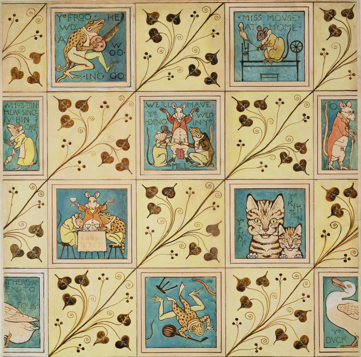 Design til børnehavetapet (wc og blyant på papir) af Charles Francis Annesley Voysey