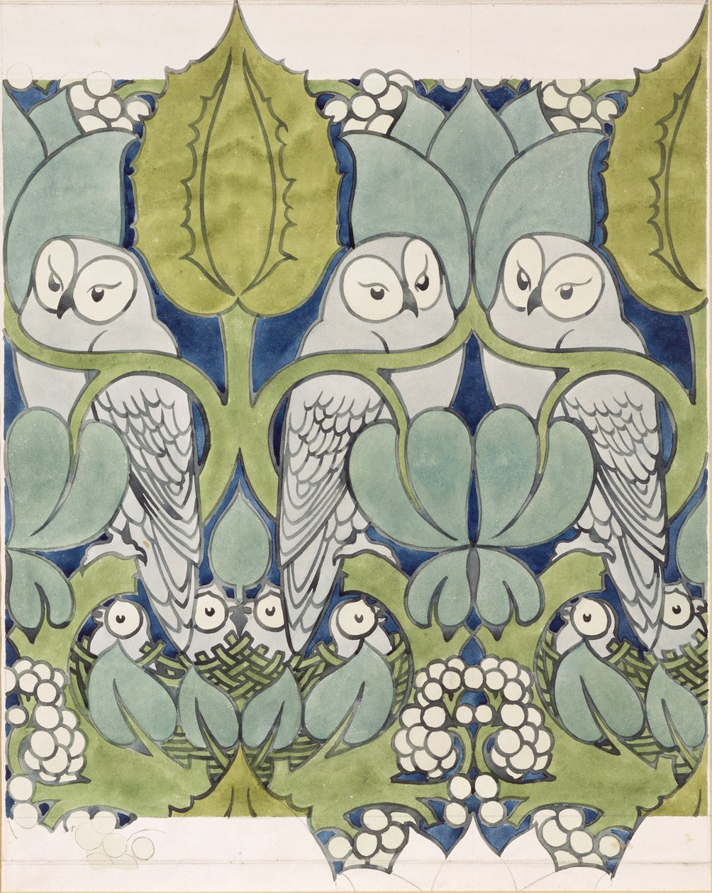 Ugler, 1913 (wc og blyant på papir) af Charles Francis Annesley Voysey