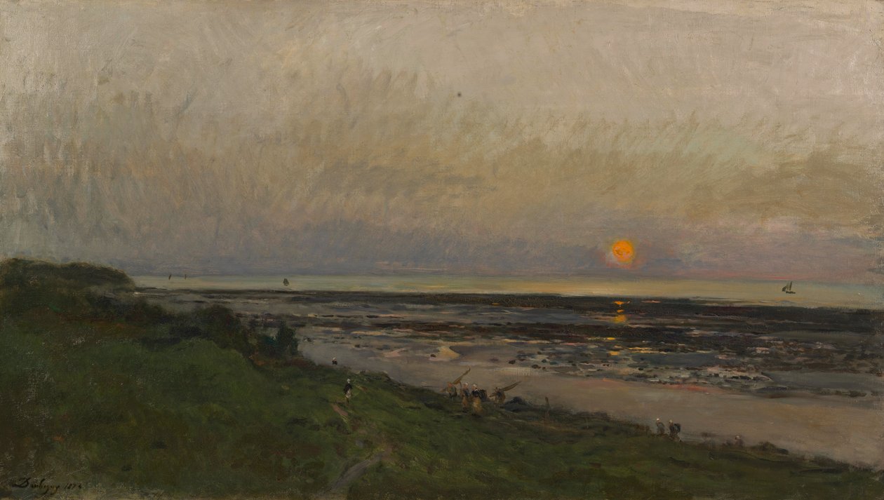 Solnedgang i Villerville af Charles Francois Daubigny