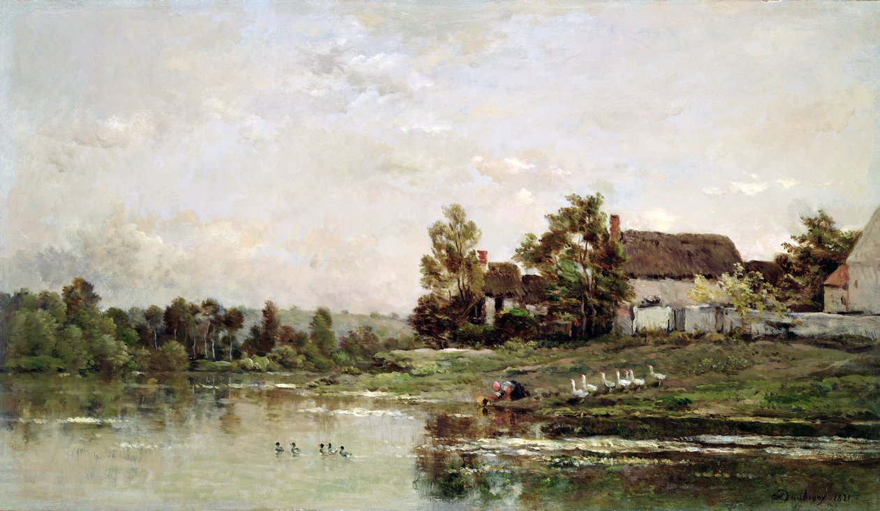 The Banks of the Seine at Portejoie, 1871 af Charles Francois Daubigny