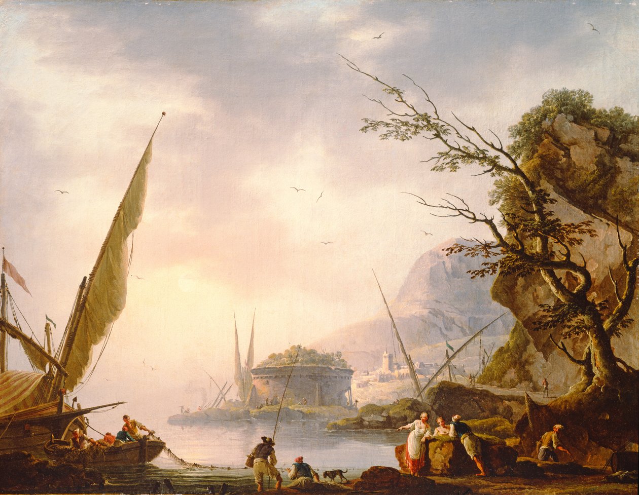 En sydlig kystscene, 1753 af Charles Francois Lacroix de Marseille