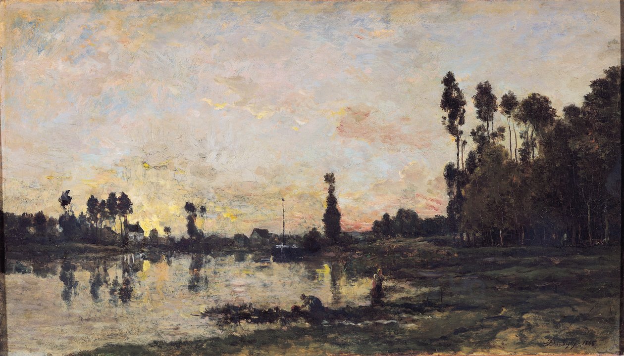 Solnedgang på Oise, 1865 af Charles Francois Daubigny