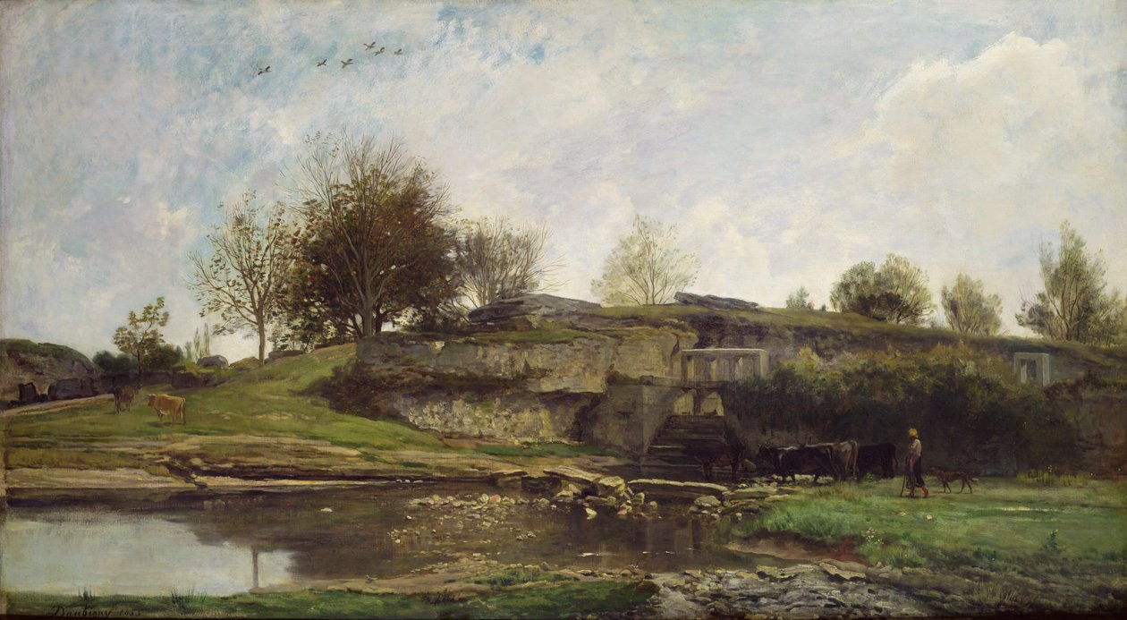 Låsen ved Optevoz, 1855 af Charles Francois Daubigny